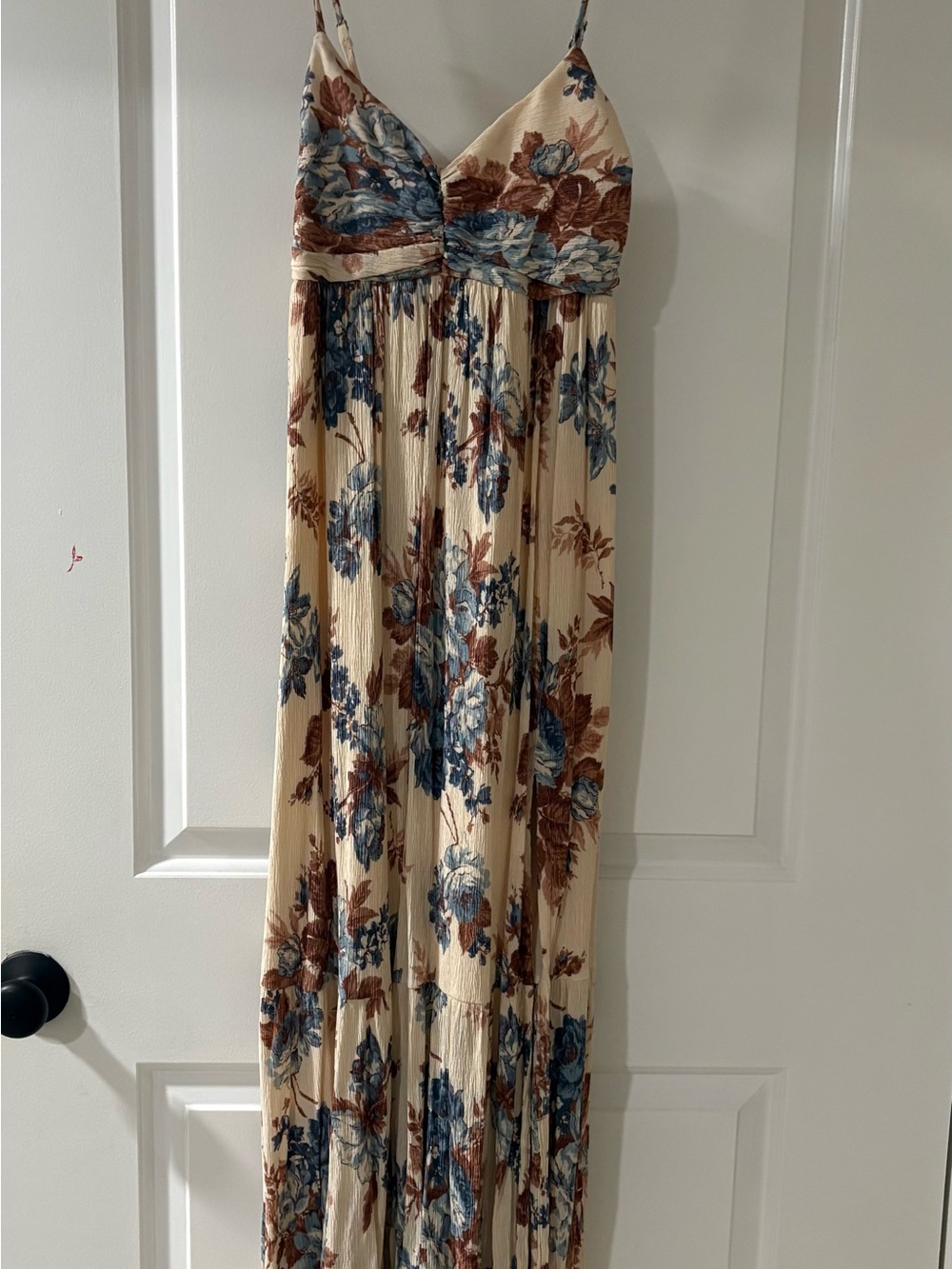 Abercrombie & Fitch Cream Maxi Dress with Blue & Brown Floral Print